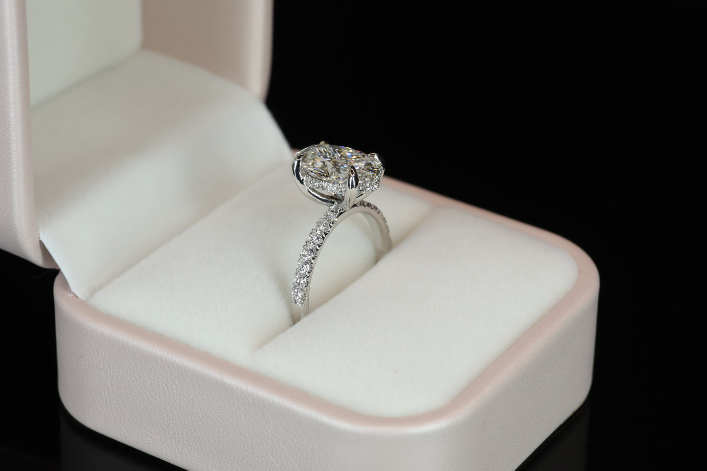 Ava Collection Pavé Engagement Ring – 14k White Gold – 3.05ct E VVS2
