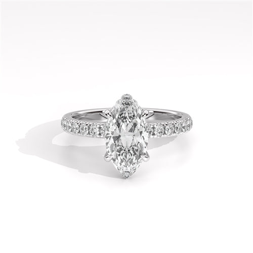 Ava Collection Pavé Engagement Ring – 14k White Gold