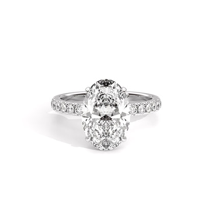 Ava Collection Pavé Engagement Ring – 14k White Gold