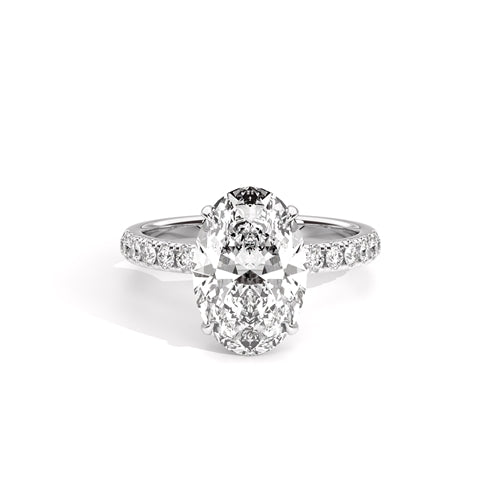 Ava Collection Pavé Engagement Ring – 14k White Gold