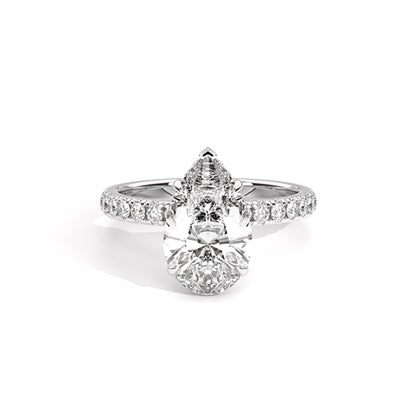Ava Collection Pavé Engagement Ring – 14k White Gold