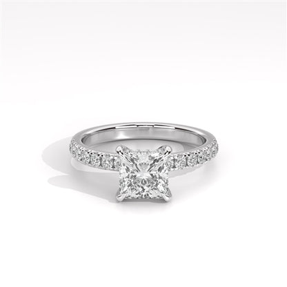 Ava Collection Pavé Engagement Ring – 14k White Gold