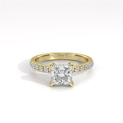 Ava Collection Pavé Engagement Ring – 14k Yellow Gold