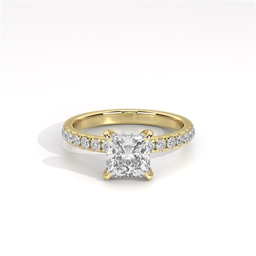 Ava Collection Pavé Engagement Ring – 14k Yellow Gold