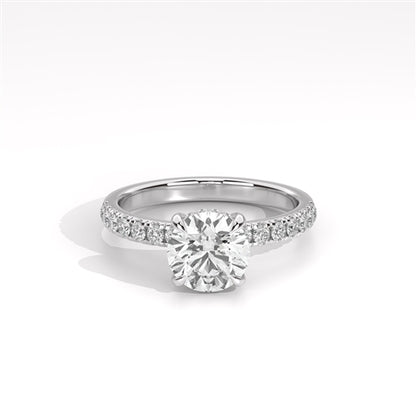 Ava Collection Pavé Engagement Ring – 14k White Gold