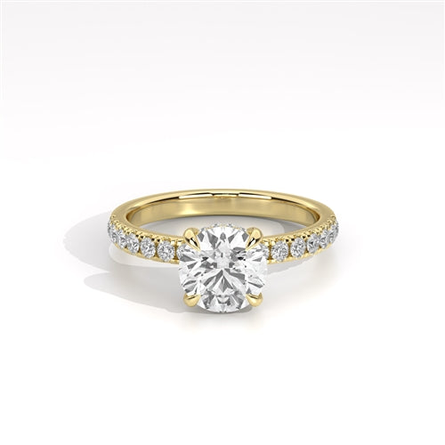 Ava Collection Pavé Engagement Ring – 14k Yellow Gold